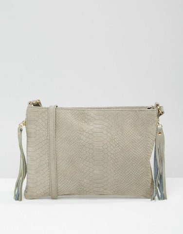 New Look Whipstitch Fringe Mini Duffle Bag