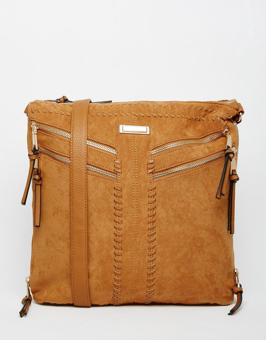Lipsy Double Zip Cross Body Bag in Black
