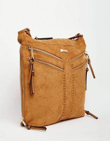 Lipsy Double Zip Cross Body Bag in Black
