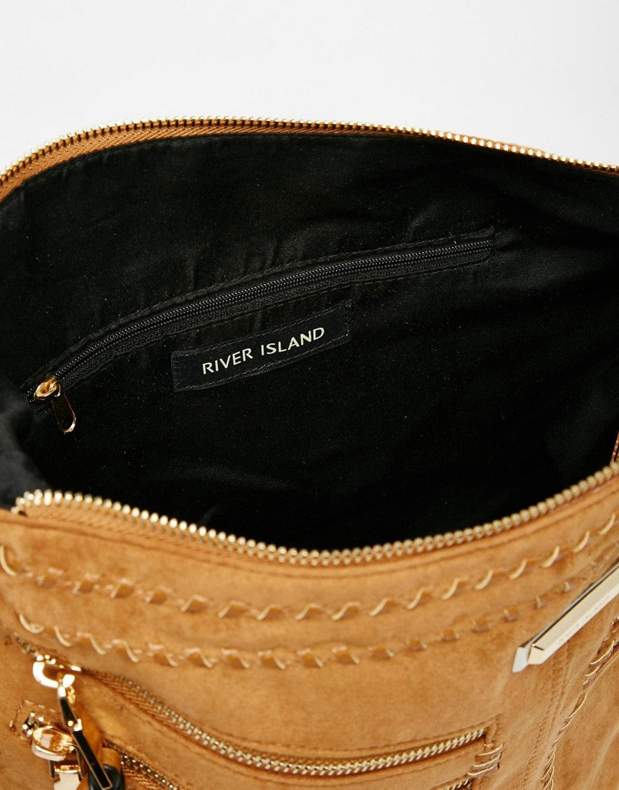 Lipsy Double Zip Cross Body Bag in Black